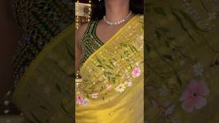 DIY Hand Painted Saree 🌸  shorts handpainted diy youtubeshorts handembroidery diwalilook [upl. by Sherri]