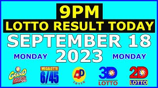 9pm Lotto Result Today September 18 2023 Monday [upl. by Cirdec]