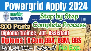 Powergrid Diploma Trainee JOT 2024 Apply Online Telugu  PGCIL DT JOT Assistant Trainee Application [upl. by Ailemak540]