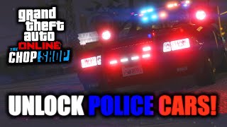 GTA Online How to Unlock Purchase and Customize POLICE Cars In The Chop Shop DLC [upl. by Atinehc]