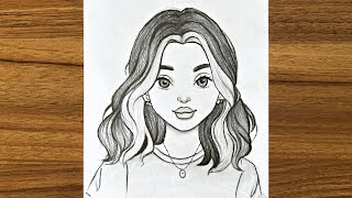 Cute girl drawing  Girl drawing easy step by step  Beautiful girl drawing for beginners [upl. by Libbie432]