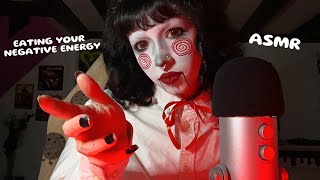 Eating Your Negative Energy ASMR  Hand Movements Visual Triggers Mouth Sounds Whispering [upl. by Keavy]