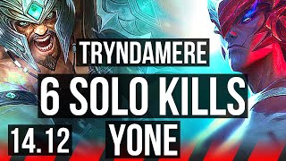 TRYNDAMERE vs YONE TOP  Rank 2 Trynda 6 solo kills 937  VN Challenger  1412 [upl. by Atin216]