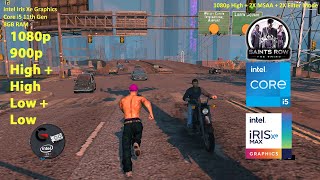 Saints Row the thrid on Intel Iris Xe Graphic  1080p 900 High High DLSS Low Low DLSS FPS [upl. by Dauf]