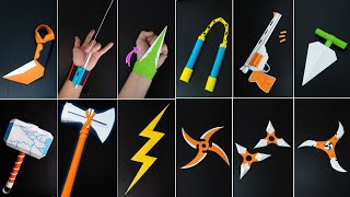 12 Cool Origami Paper Weapons Easy to make at home [upl. by Burnight160]