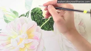 How to paint a realistic rose leaf in watercolor by Anna Mason [upl. by Amhsirak]