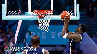 LeBron James finds Anthony Edwards for buzzerbeating alleyoop  Paris Olympics  NBC Sports [upl. by Nilpik]