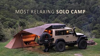 Relaxing SOLO Camping with Rain Forest Mountain views  gloomy weather cosy shelter rain ASMR [upl. by Latsryc]