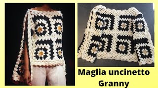 Tutorial Maglia alluncinetto punto granny  Maglioncino donna uncinetto facile [upl. by Aiuoqes]