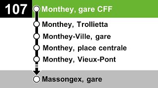 annonces TPC » 107 Monthey gare CFF — Massongex gare  SLBahnen [upl. by Lleuqram]