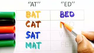 At And Ed Word Family For Kindergarten  Word Families For Kids  Bat Cat Mat Sat Words For Begginer [upl. by Iohk]