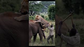 Lion vs elephant fight 🤬🔥 par 7 animals funny lion animalover wildlife shorts shortvideo [upl. by Beverie]