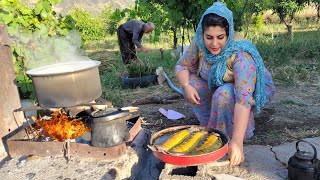 Cooking lamb neck local butter and salmon in Iranian village style [upl. by Nieberg]