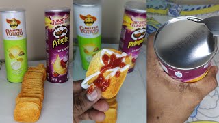 Pringles Barbeque Flavour Sauce Inside 🤔shortspringles malayalam asmr satisfying [upl. by Olra]