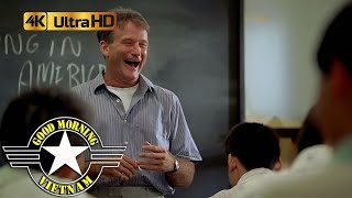 Good Morning Vietnam Adrian Back Teaching English If Your In The States Brilliant Scene 4K HDR [upl. by Orvil]