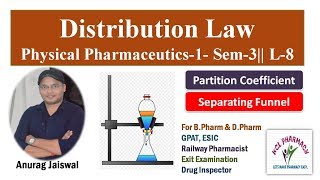 Partition Coefficient  Distribution Law  L8 Unit1  Physical Pharmaceutics Sem3rd [upl. by Ahtela]