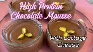 High protein chocolate mousse recipe cottage cheese mousse healthyfood healthydessert easyrecipe [upl. by Venice]