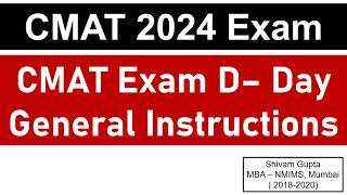 CMAT 2024 Exam CMAT Admit Card Exam Day General Instructions  Key Pointers [upl. by Janek]