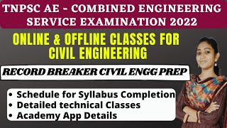 TNPSC AE 2022 ONLINE CLASSES  CIVIL ENGINEERING TAMIL  OFFLINE CLASSES SCHEDULE FOR PREPARATION [upl. by Enelad]