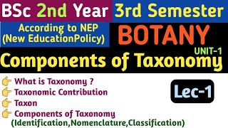 BSc 2nd Year 3rd Semester Botany Unit 1  Components of Taxonomy in Hindi  Components of Taxonomy [upl. by Assened]