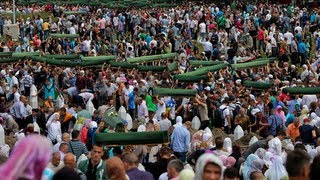 Srebrenica victims laid to rest at memorial 18 years after massacre [upl. by Ynaffit]