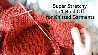 Super Stretchy Bind Off 1x1 Rib Full Tutorial [upl. by Ah]