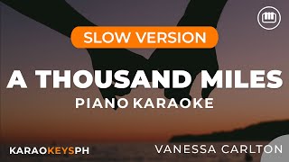 A Thousand Miles  Vanessa Carlton Slow Piano Karaoke [upl. by Damek]