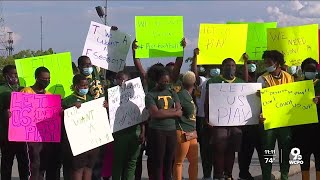 Parents studentathletes protest CPS decision to suspend sports [upl. by Turro]