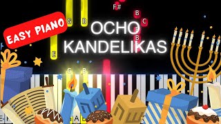 Ocho Kandelikas Hanukkah easy piano tutorial [upl. by Thorr]