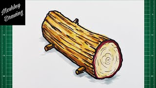 How to Draw a Wooden Log [upl. by Sharp618]