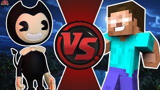 BENDY vs HEROBRINE Bendy and The Ink Machine vs Minecraft Cartoon Fight Club Bonus Explanation [upl. by Eniarrol]