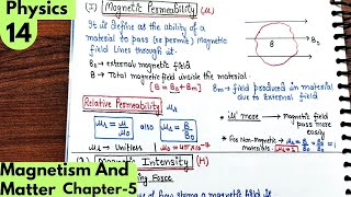 14 Magnetic intensity Magnetic permeability Susceptibility Magnetism and Matter Class12 physics [upl. by Brackett]