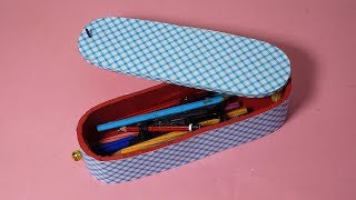 DIY Pencil Case rom Cardboard  Pencil Box Compass Box 2019  Best Out of Waste Craft Idea [upl. by Pollyanna379]