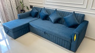 sofa SOFA COME BED L SHAPE  WHIT STORAGE WHIT POLISH  MY NO 9920859681 ADDRESS IN DESCRIPTION [upl. by Tatiana]