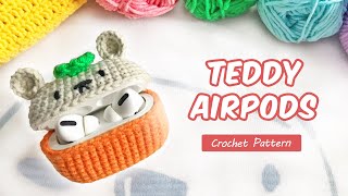 Teddy Airpods Pro Case 🧸  Crochet Pattern Tutorial [upl. by Ietta]