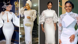 ALL WHITE LACE ASOEBI STYLES WHITE LACE GOWN STYLES LACE ASOEBI [upl. by Tepper789]