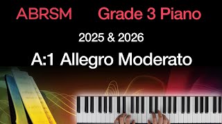 Allegro Moderato  ABRSM Grade 3 Piano 2025 amp 2026 A1  Synthesia Piano tutorial  Slow Version [upl. by Kacie]