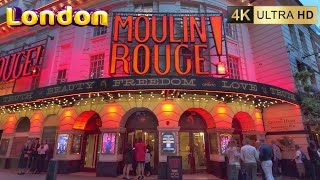 London Nightlife Walk from Moulin Rouge to Swiss Clock 4K60 [upl. by Rafat]