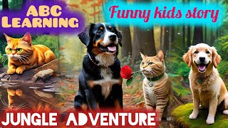 Meow Meow kitty Cat and tom Dog jungle Adventure  Fun Kids Story  UrduHindi learning baby cartoon [upl. by Fabozzi]