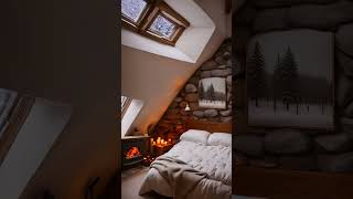 Cozy cabin on a snowy day ambience relax fireplace [upl. by Mickey]