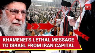 Iran Supreme Leader Khamenei Flaunts Rifle In Rare Friday Appearance  Israel  Hassan Nasrallah [upl. by Katushka443]