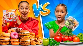 Healthy Food VS Junk Food Challenge  Cali Sade [upl. by Norad65]