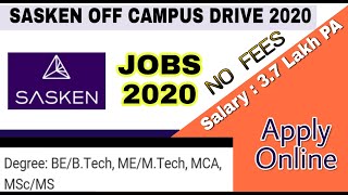 Sasken Recruitment 2020 I SASKEN Off Campus Drive 2020 I Apply Online I No Fees [upl. by Sacttler]