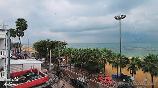 Calm Raining on Tropical Beach Rain Sounds with Thunder for Sleep White Noise ASMR [upl. by Esela332]