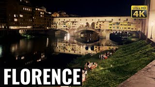 Florence Italy by night walking tour in 4k  Tuscany [upl. by Blandina]