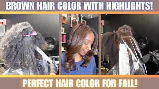 EASY Brown Hair Color and HIGHLIGHTS  2024 Fall Hair Color Trend [upl. by Nyladnarb]