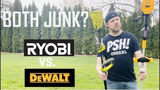 Ryobi 18v vs Dewalt 20v String Trimmer Ryobi vs Dewalt My personal opinion String Trimmer Review [upl. by Lala]