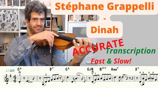 Stéphane Grappelli  Dinah  Transcription de violon jazz [upl. by Harbed]