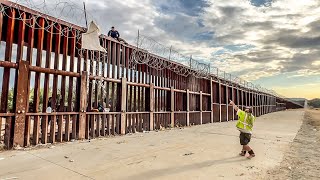 WOW Fed Up Man Stops People From Climbing Over Border Wall With A Ladder [upl. by Idna]