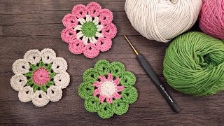 🌸 Crochet Flower amp Crochet Coaster Pattern Coaster Crochet  Tığ Çiçek amp Bardak Altlığı [upl. by Alleuqram]